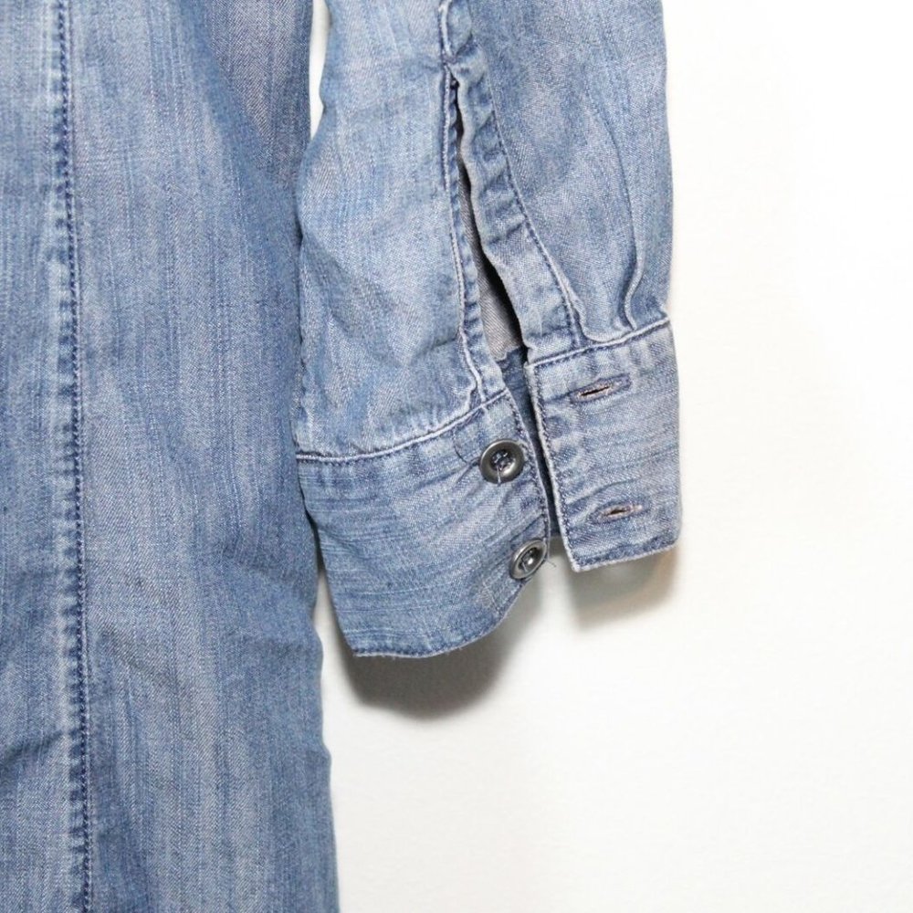 Eileen Fisher Classic Collar Chambray Denim Shirt Dress Blue Size Small H12304 - Picture 8 of 11